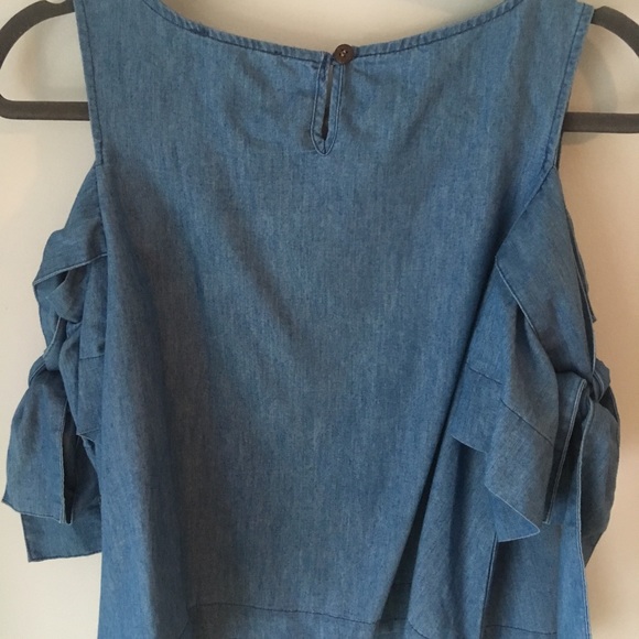Rebellion Denim Cold-Shoulder Top - Picture 2 of 4